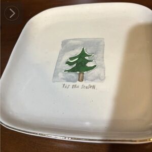 Rae Dunn White Square Plate ‘‘tis the season” tray. Christmas platter Festive
